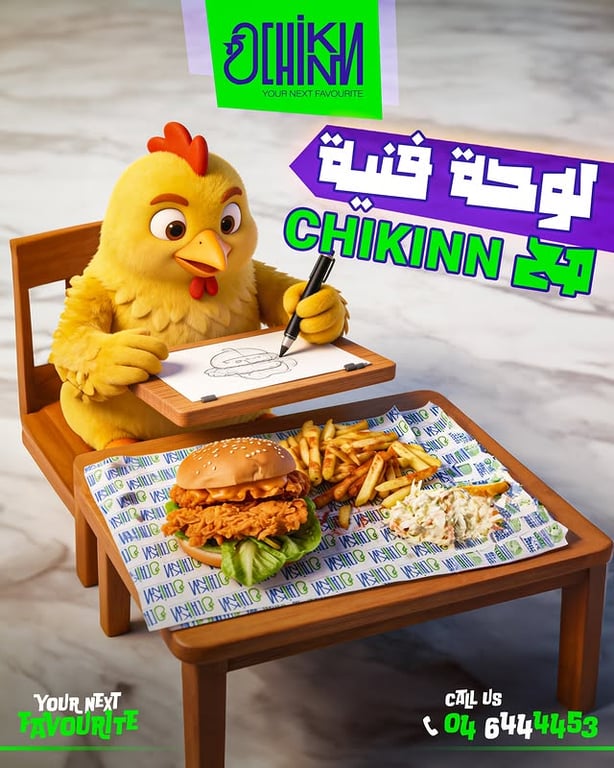 Photo by Chikinn Restaurant on March 10, 2026. May be a cartoon of chicken, burger, french